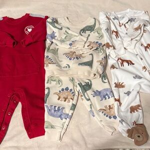 Baby Dinosaur and Animal Print Onesies Set
